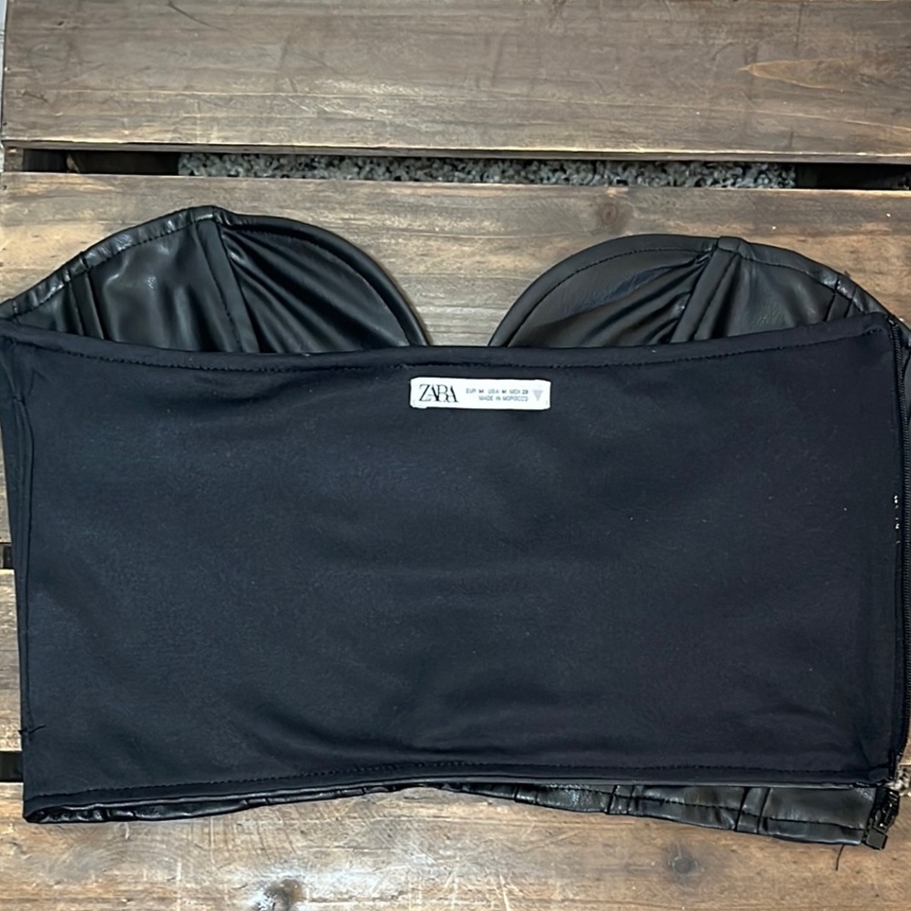 Zara Black Faux Leather Bustier Top - Picture 8 of 12